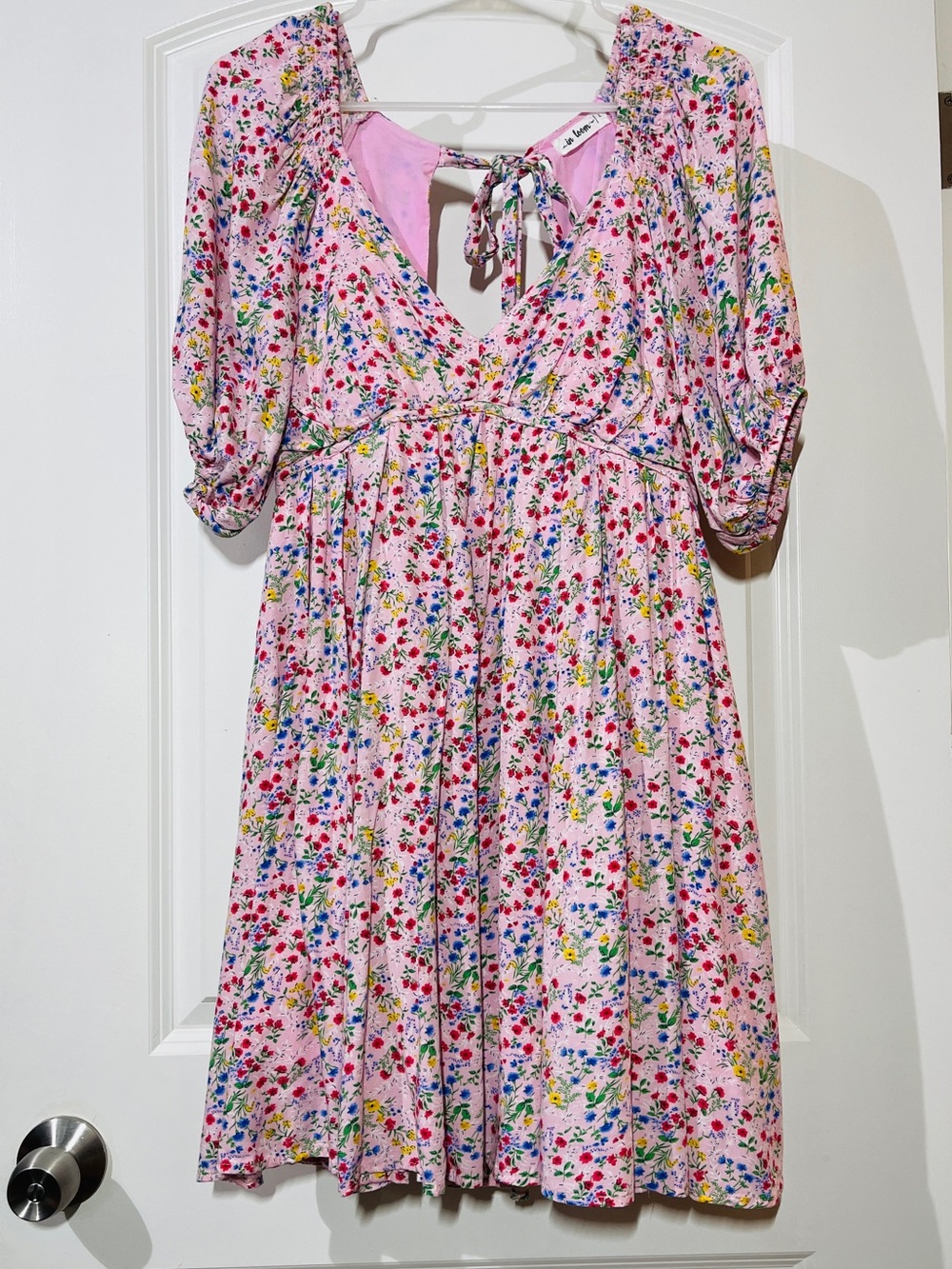 In Bloom Pink Floral Tie-Back Mini Dress